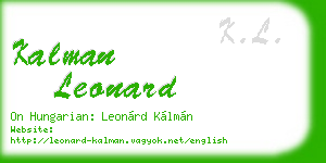 kalman leonard business card